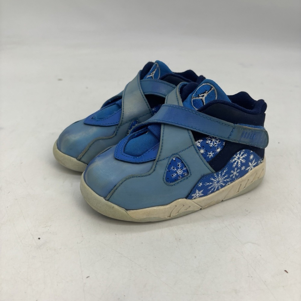 Nike Air Jordan Retro 8 Snow Flake Blizzard Shoes Infant 8C 305360 400 Blue